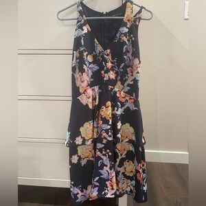 Adelyn Rae Black Floral Midi Dress